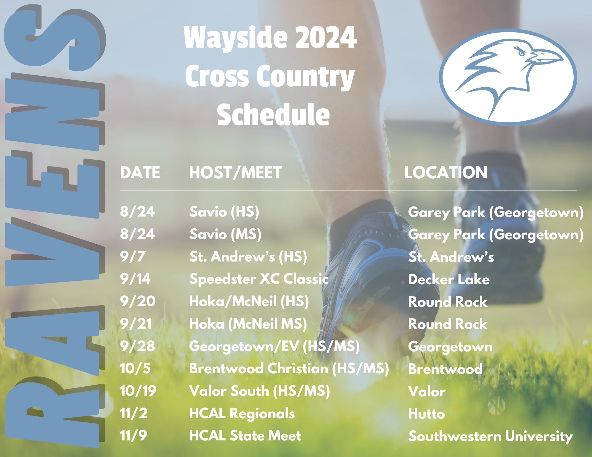 Wayside XC Schedule 24'